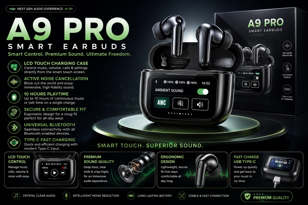 Smart LCD Wireless Earbuds with Touch Controls Orignal